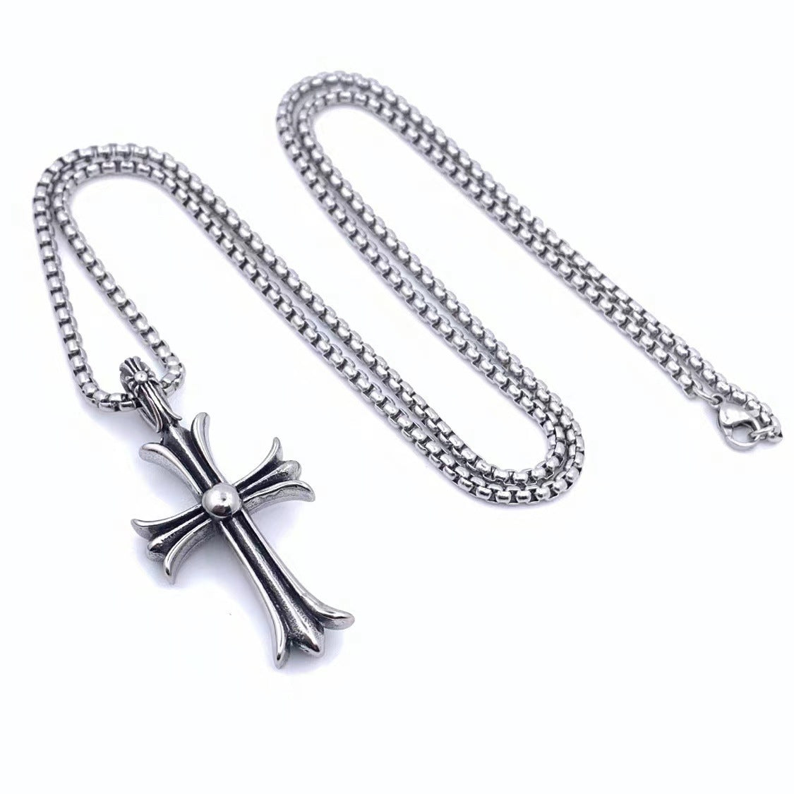 Planderful Titanium Steel Double Sided Cross Pendant Necklace For Men Boyfriend Street Fashion
