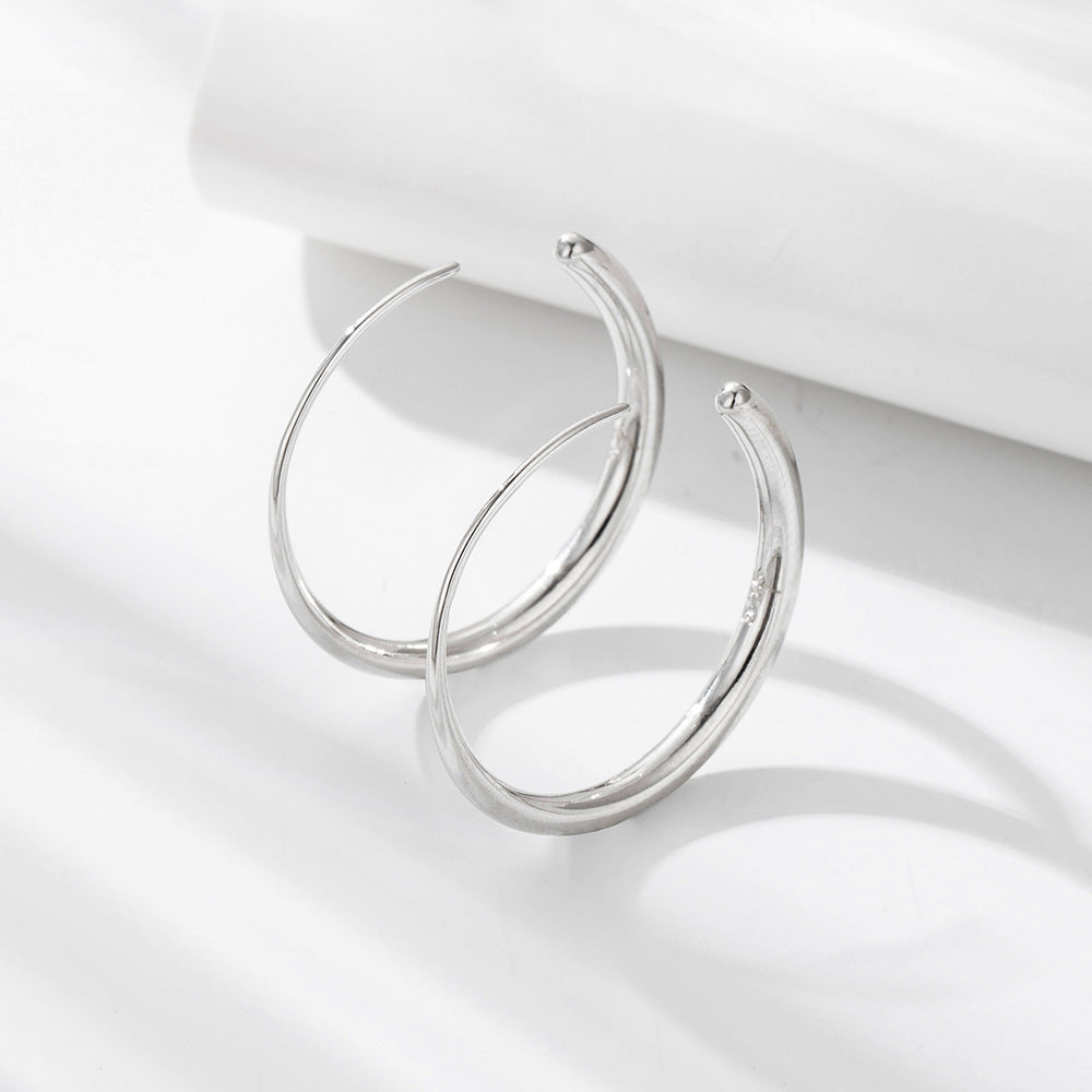 Geometric Circle Sterling Silver Earrings Creative Hip-Hop Earrings Ear
