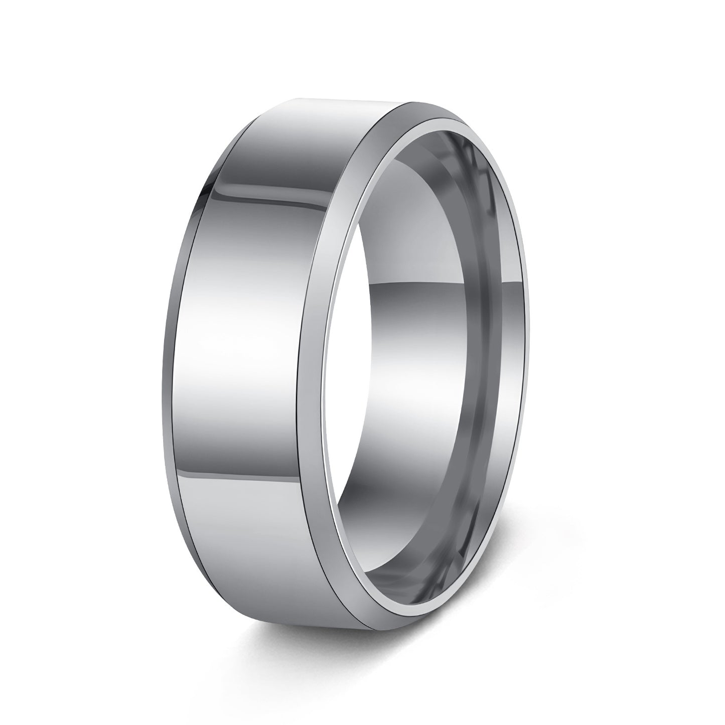 Planderful Everyday Genie 8mm Stainless Steel Mens Ring Unisex Wedding Band Durable Modern Jewelry