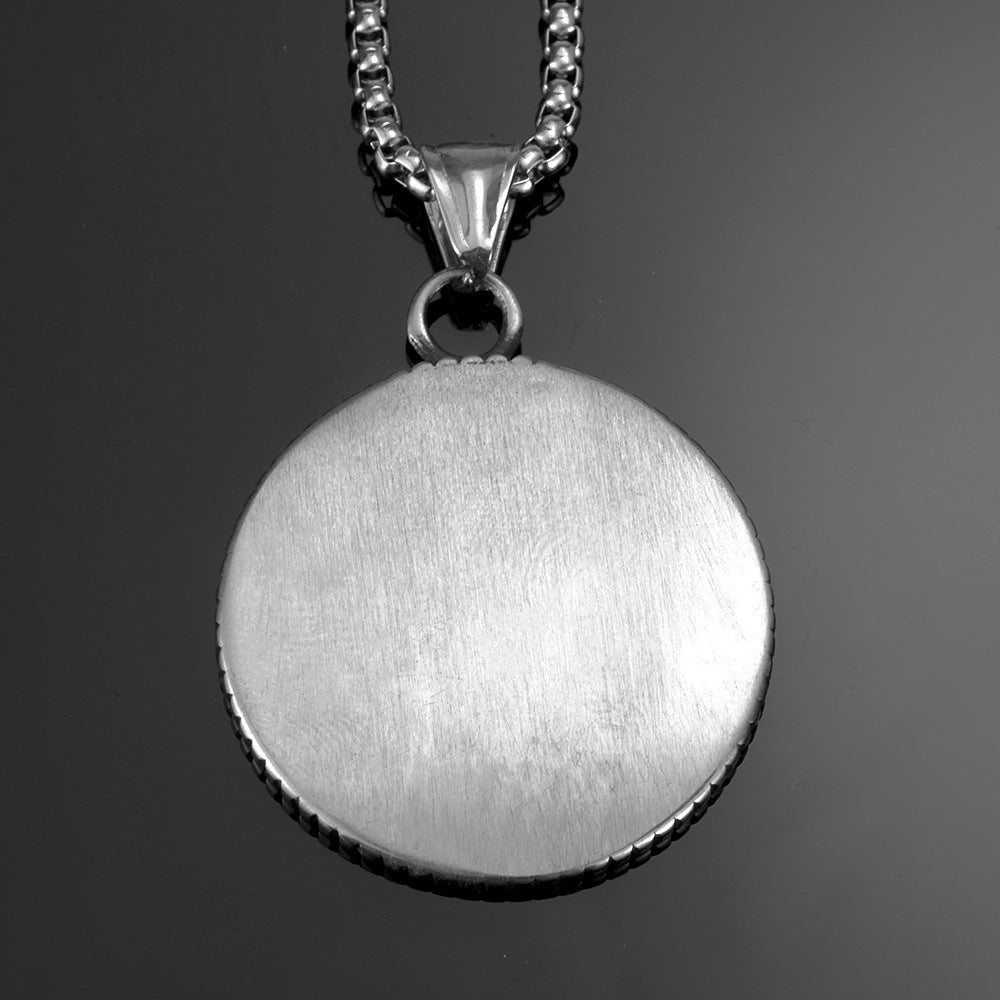 European And American Jewelry Wholesale Titanium Steel Men's Pendant Necklace With Retro Viking Rune Bear Pattern