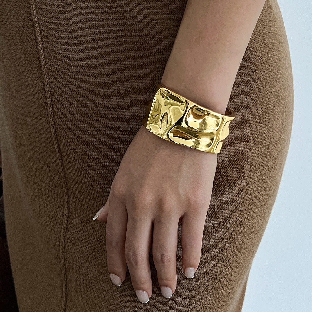Bracelet Liquid Metal Smooth Spring Bracelet Geometric Wind Texture Wide Bracelet