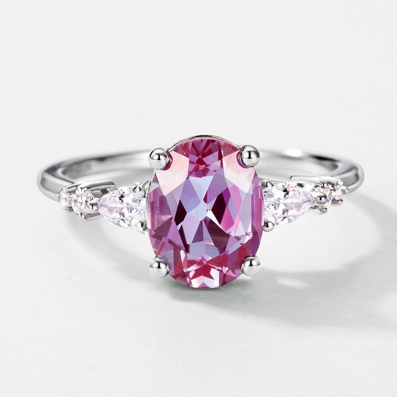 Planderful Jewelry Alexandrite Ring In Sterling Silver, Oval Gemstone, Sizes 6 To 8