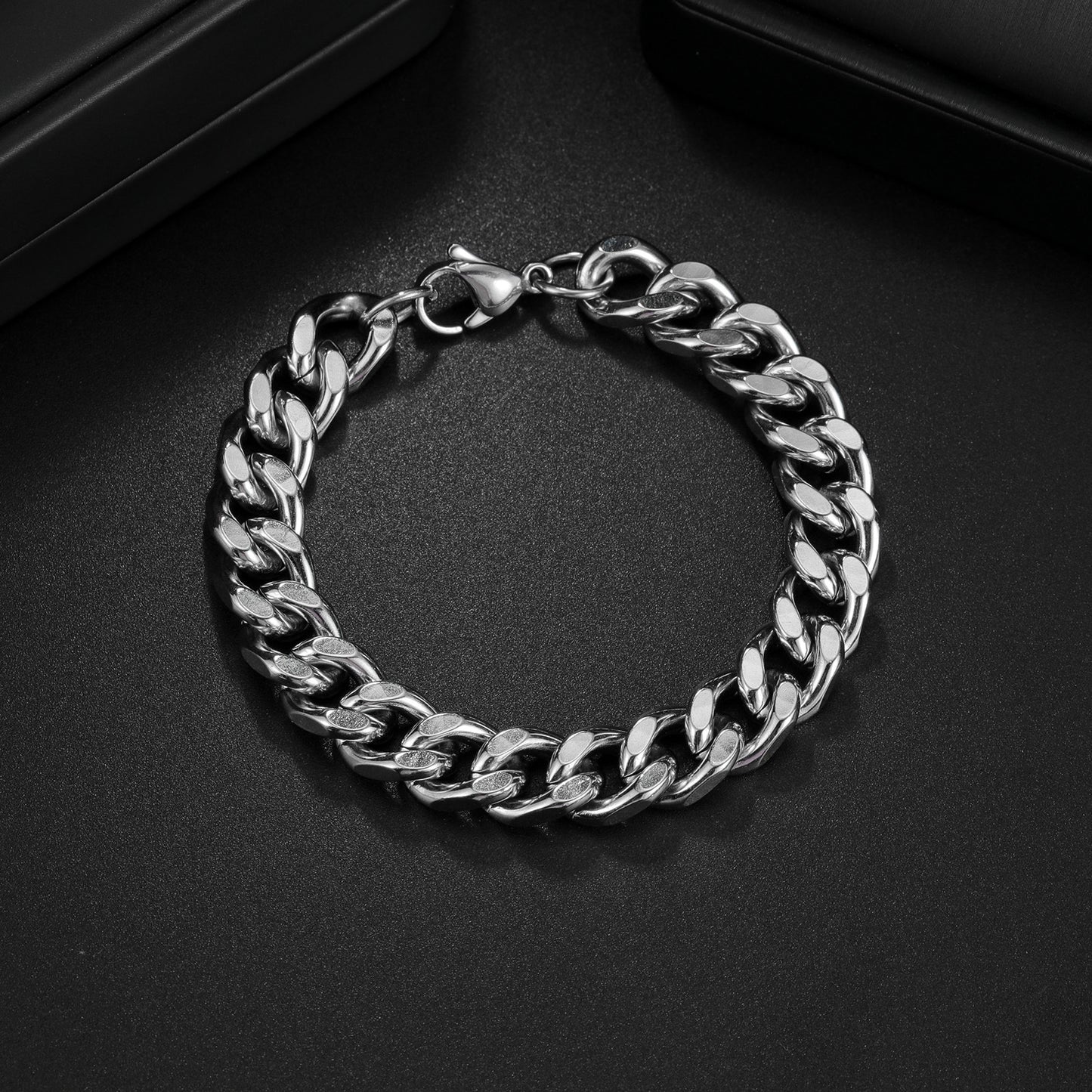 Planderful Cuban Link Bracelet 10mm Steel Polished Unisex Hip Hop Streetwear Accessory