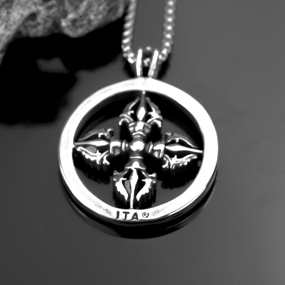 Vintage Men's Jewelry Stainless Steel Personalized Cross Pendant Necklace