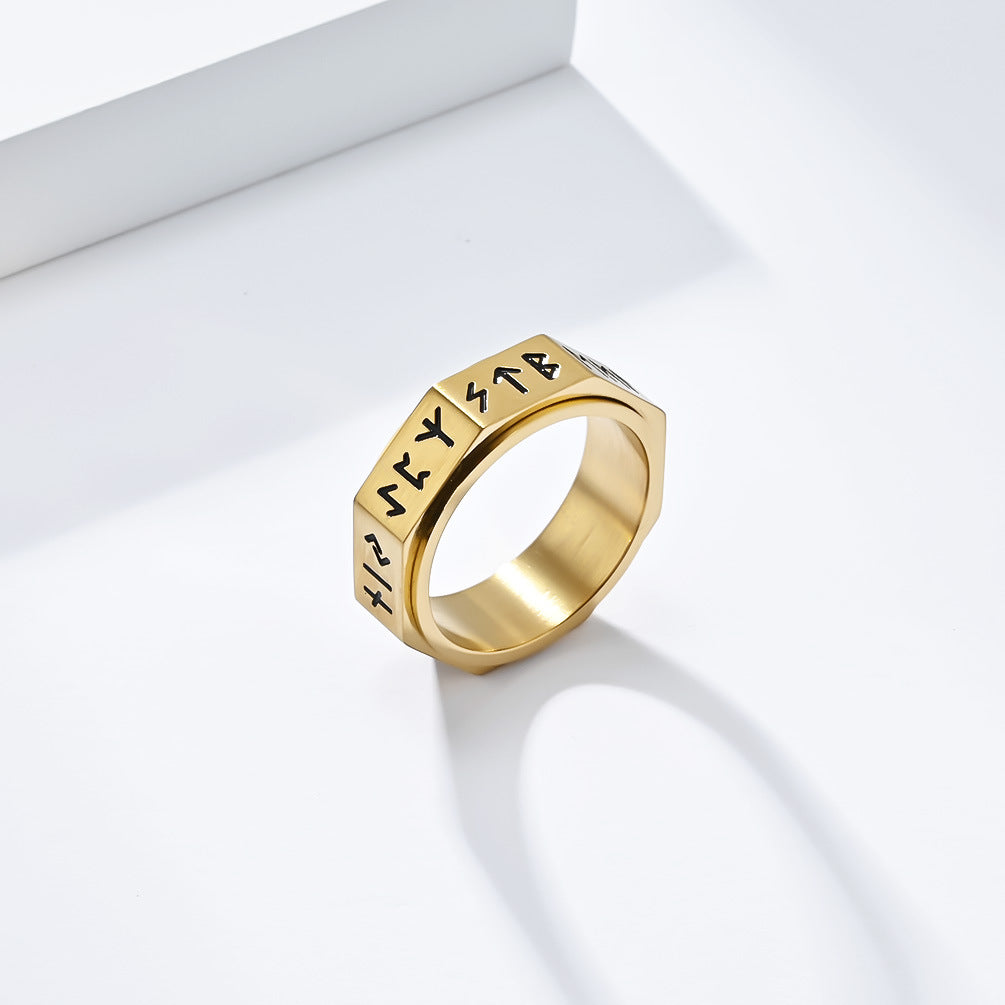 Nordic Viking Eight-Sided Rotating Titanium Steel Ring
