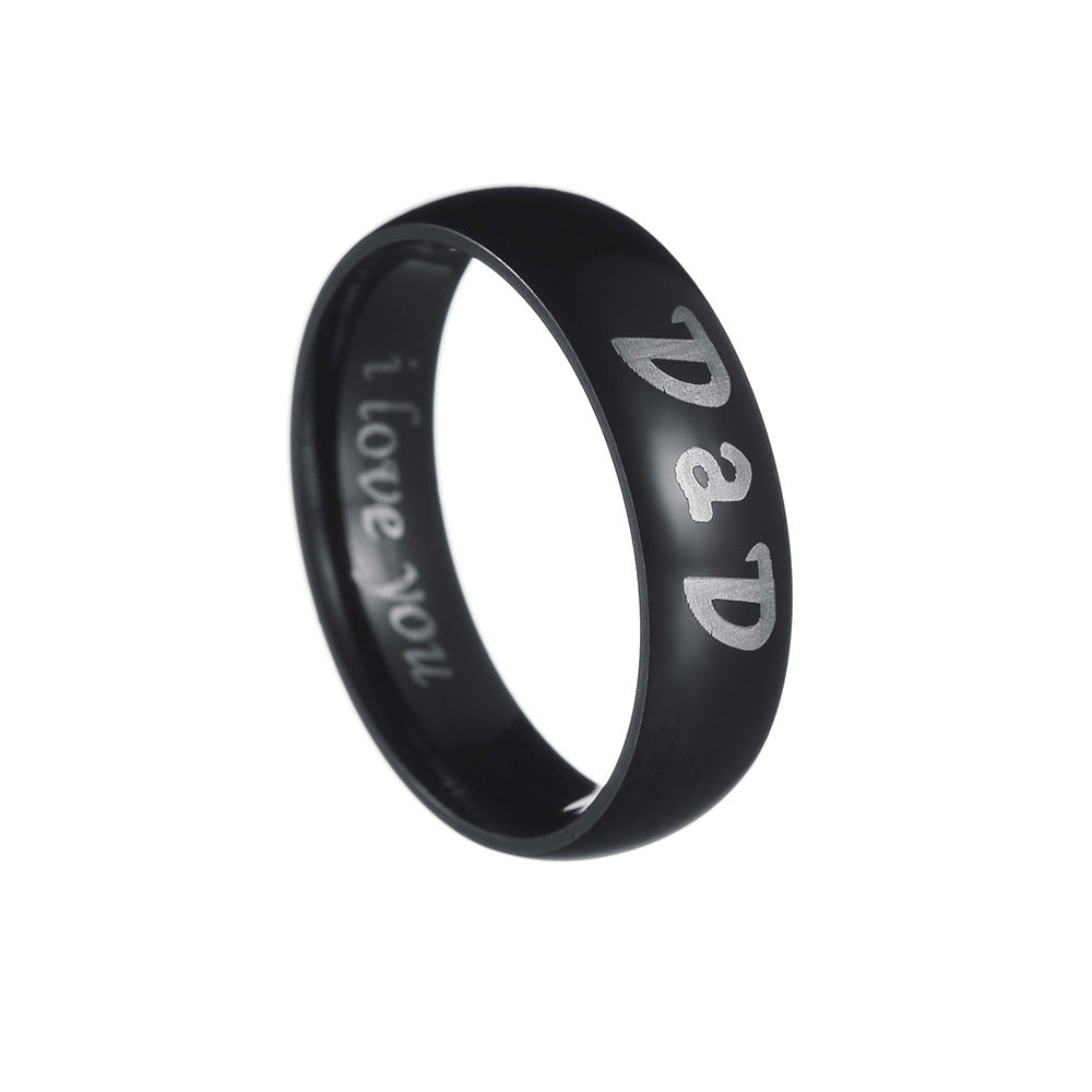 Family Love Steel Ring for Men - Dad Mom I Love You - Size 6-13 - Planderful Collection