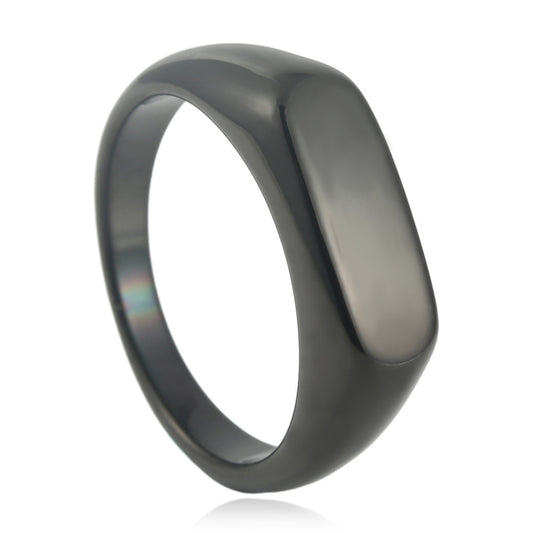 Modern Retro Titanium Steel Oval Ring for Men - Stylish Long Hipster Design