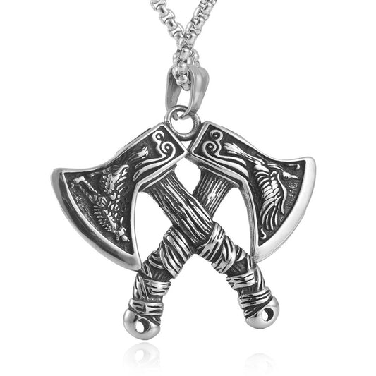 Planderful Viking Axe Pendant Necklace For Men Titanium Steel Durable Nordic Style