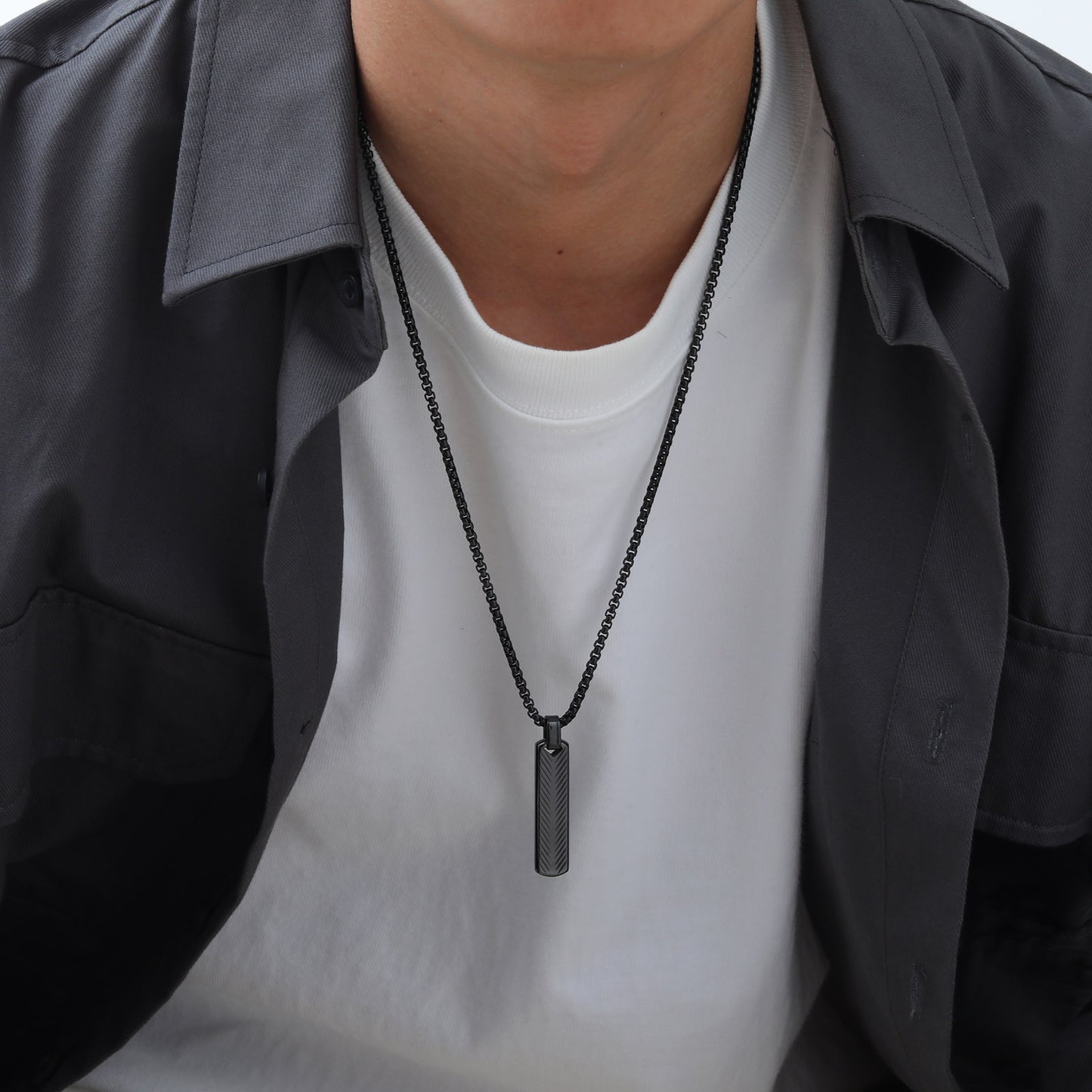 Planderful Men's Titanium Steel Geometric Pendant Necklace