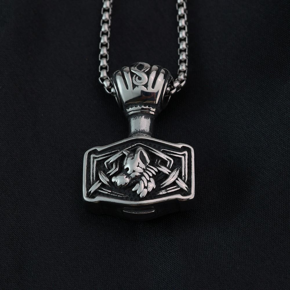 Vintage Men's Stainless Steel Pendant Viking Celtic Necklace