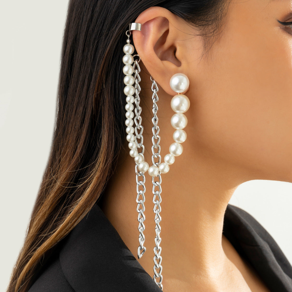 Elegant Imitation Pearl Chain Tassel Earrings for Women