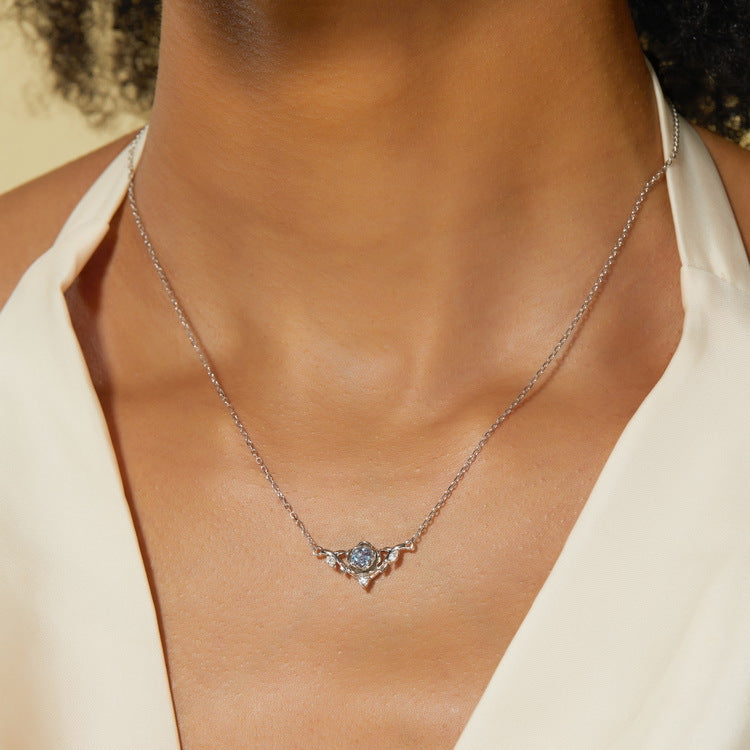 S925 Sterling Silver Lab-Grown Alexandrite Round Necklace
