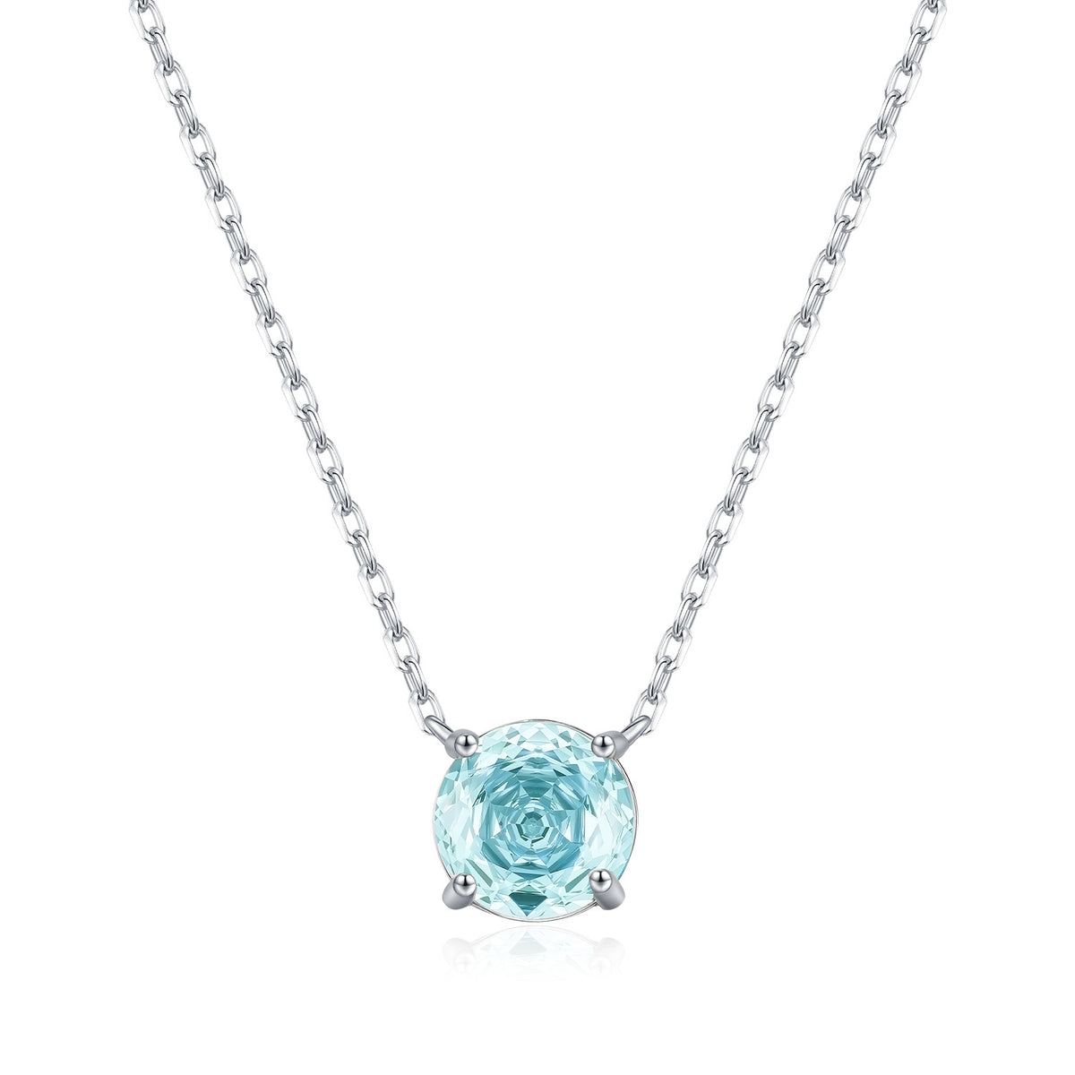 925 Sterling Silver Sea Blue Rose-Cut Necklace