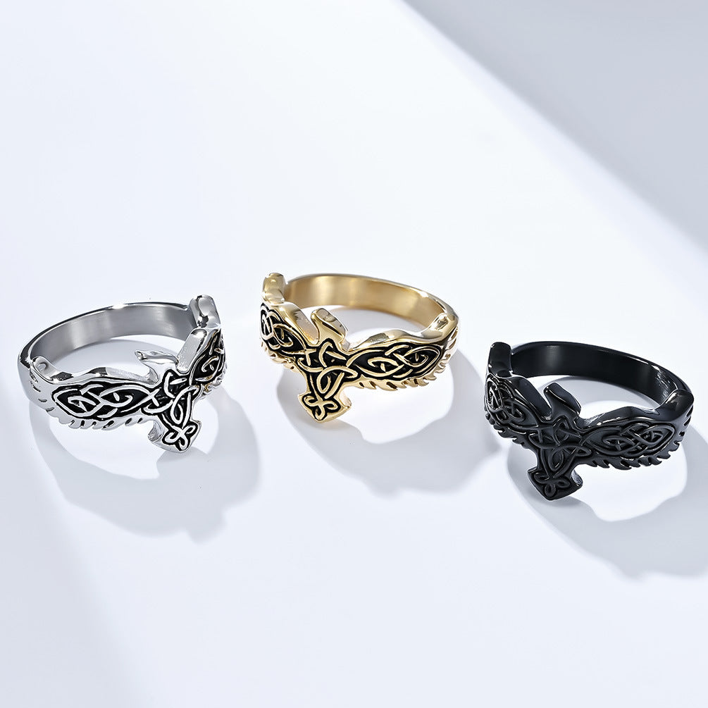 Planderful Celtic Eternal Knot Nordic Eagle Ring Durable Stainless Steel For Men Everyday Genie