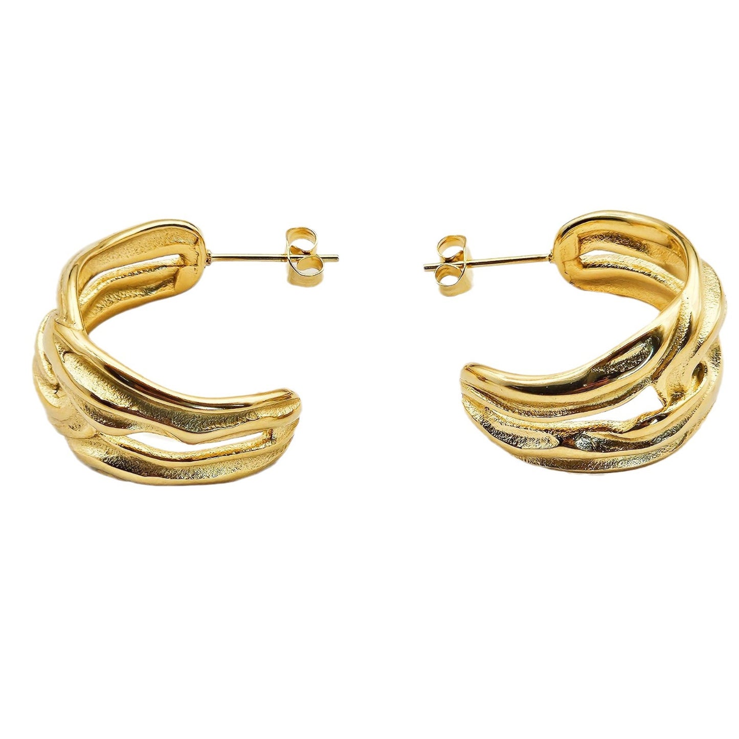 Planderful C Shaped Titanium Steel Earrings for Edgy Trendsetters Irregular Hollow Statement Jewelry
