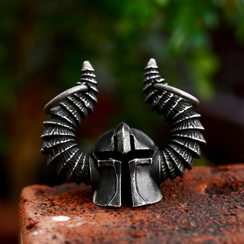 Retro Hip-Hop Titanium Steel God of War Helmet Pendant for Men - Wholesale Stainless Steel Jewelry