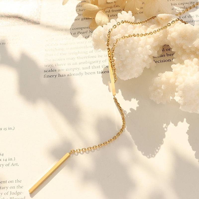 Geometric Y-Letter Pendant Necklace with Gold Plating