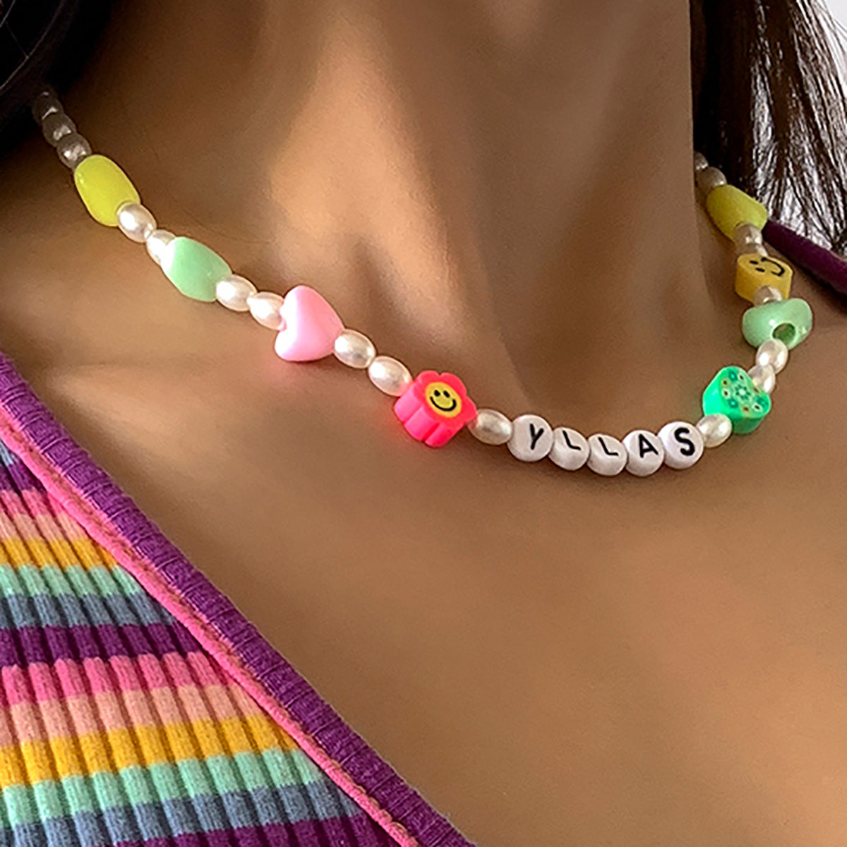 Imitation Pearl Letter Necklace Beaded Pendant By Planderful For Women Elegant Statement Vienna Verve Gift