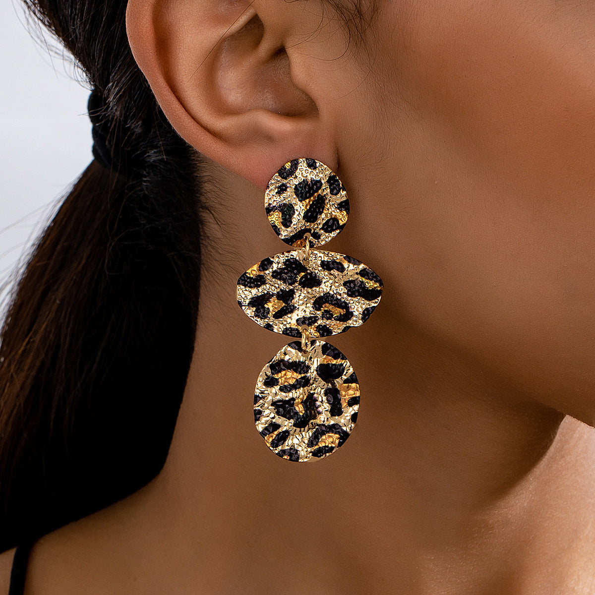 Planderful Vienna Verve Earrings – Irregular Metal Leopard Print Design