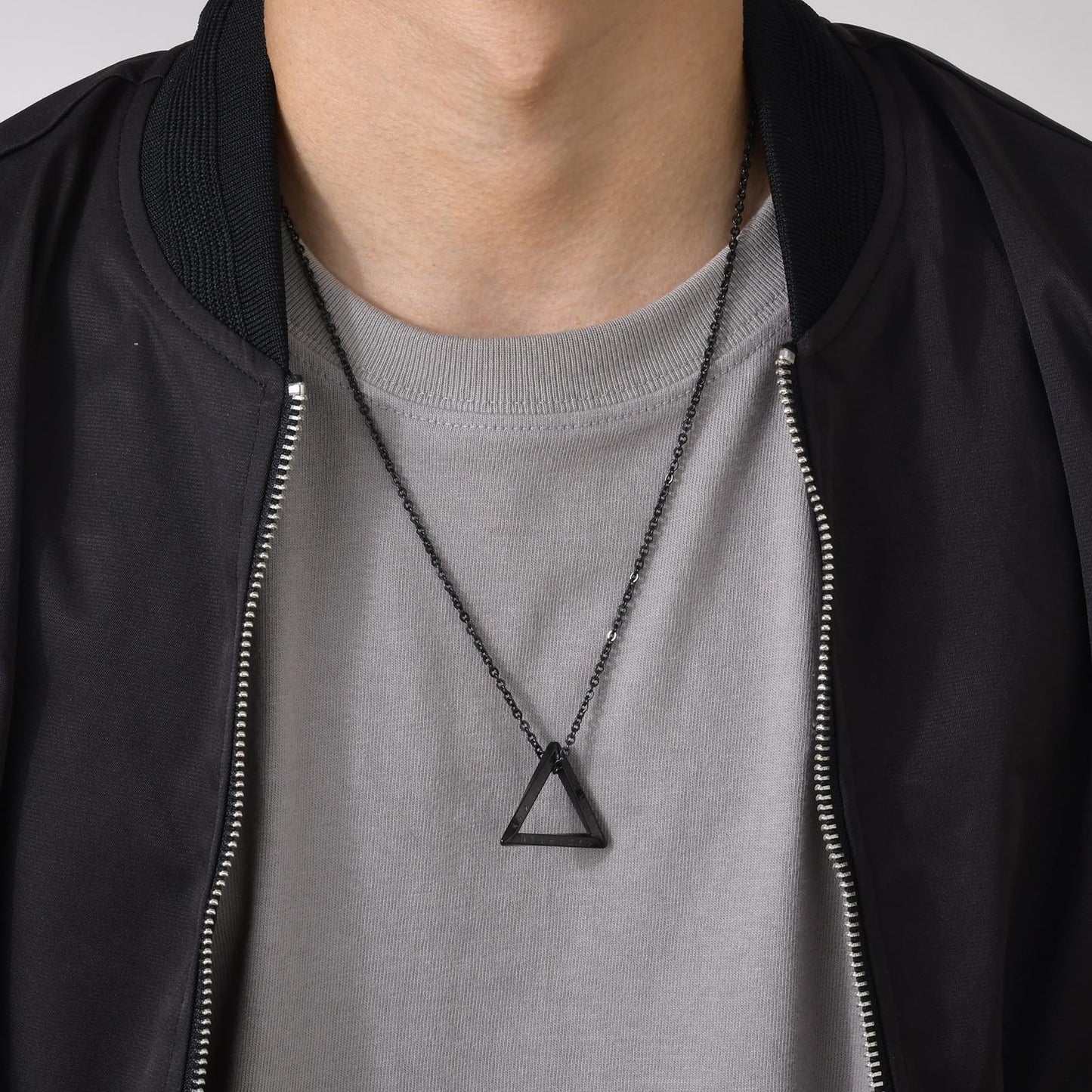 Men's Stainless Steel Pendant Necklace Viking Luhn Triangle Geometric Steel Black for Men