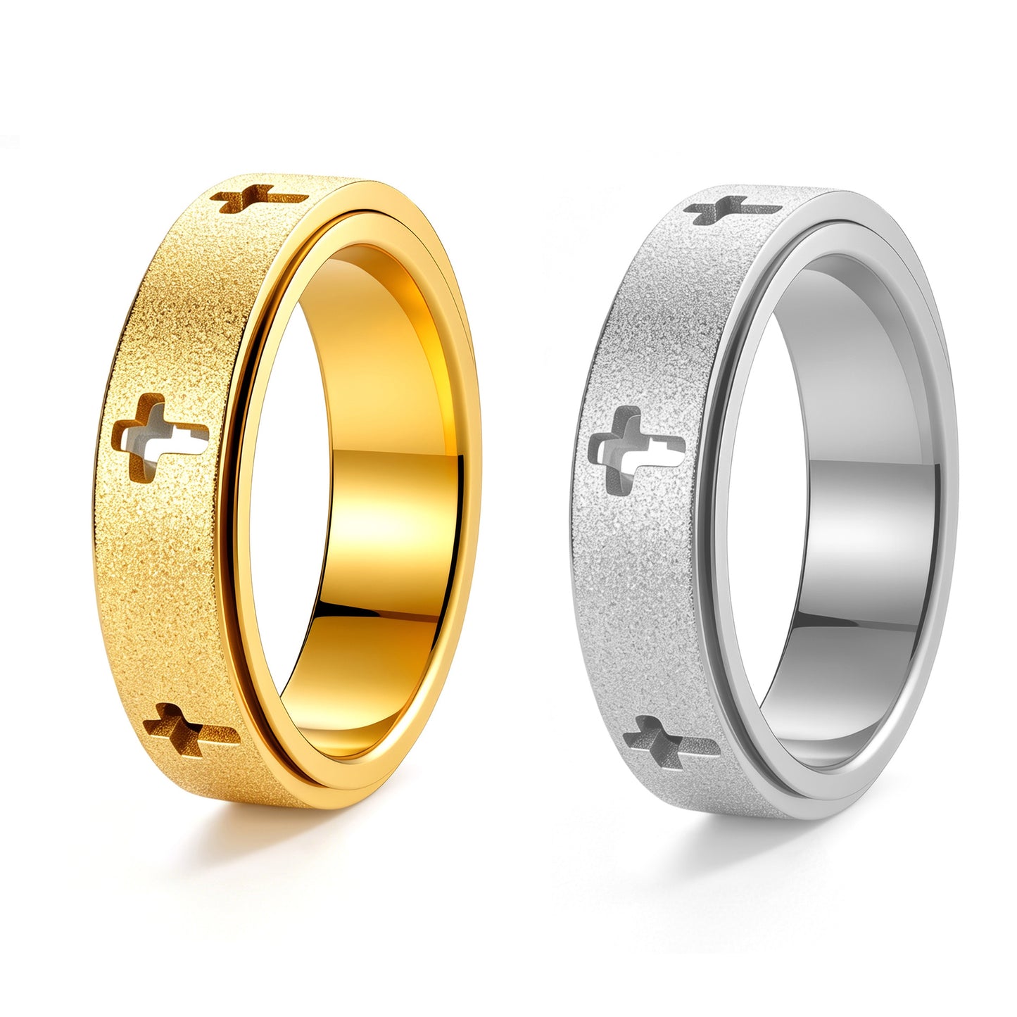 Planderful Everyday Genie Rotatable Matte Cross Ring for Unisex Anxiety Relief Decompression Ring