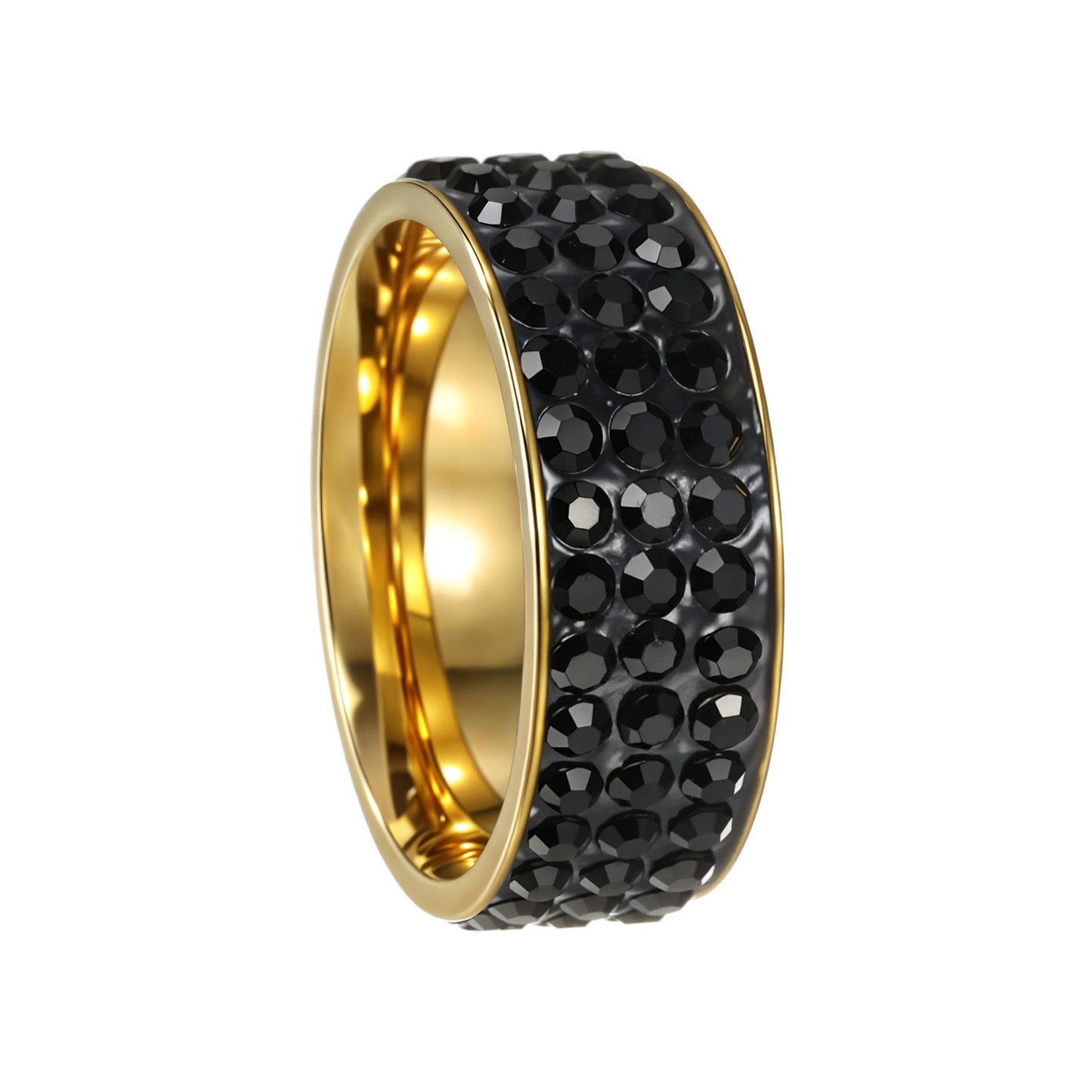 Planderful Titanium Steel 3 Row Zircon Couple Ring For Men