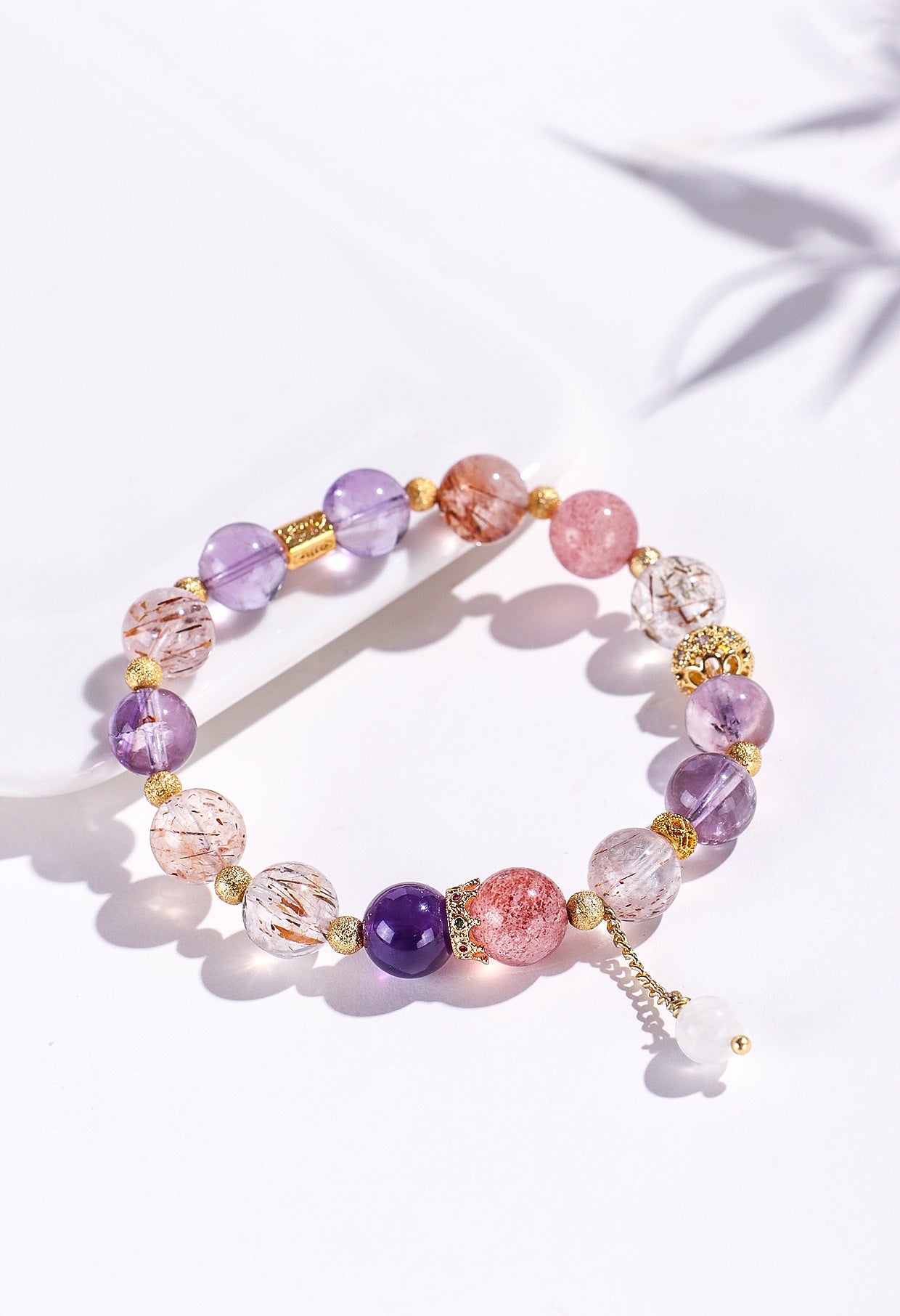 Planderful Fortune's Favor Bracelet – Elegant Amethyst and Strawberry Crystal Design