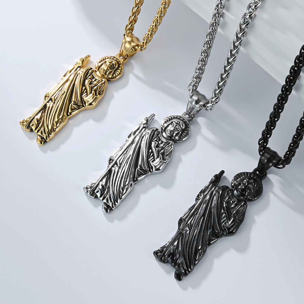 St Jude Necklace Titanium Steel Pendant By Planderful Everyday Genie For Men And Women Protection Jewelry