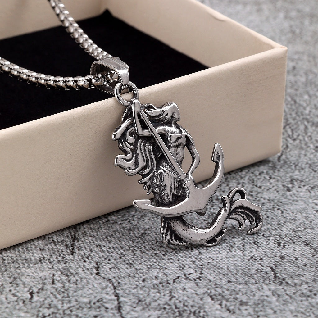 Punk Anchor Pendant Necklace