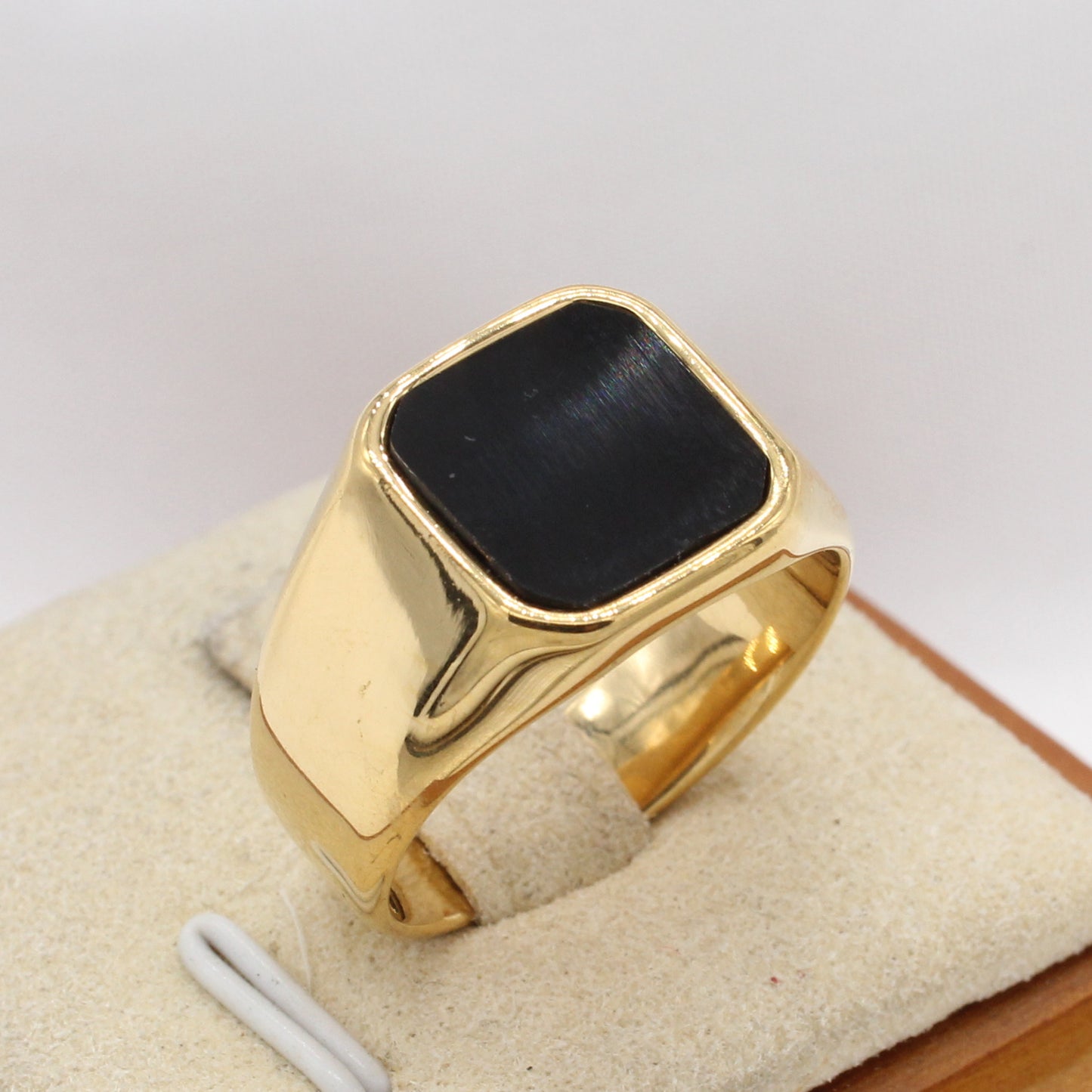 Unisex Square Gemstone Titanium Steel Ring Planderful Everyday Genie Protection Statement