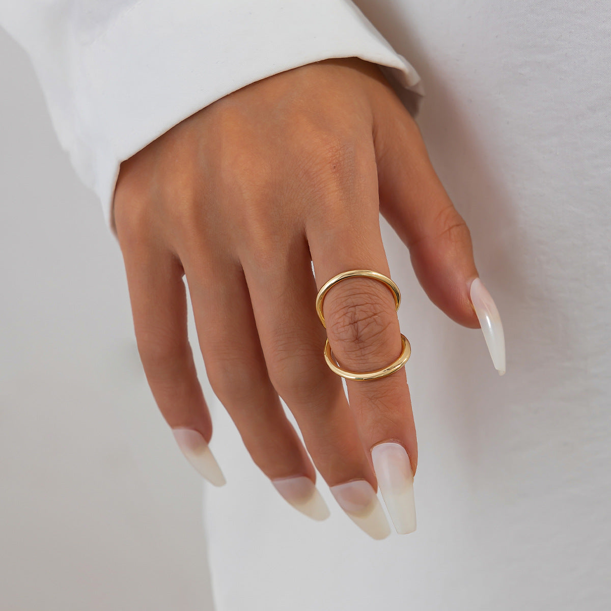 Planderful Geometric Line Ring for Women Hollow Joint Minimalist Statement Jewelry Vienna Verve