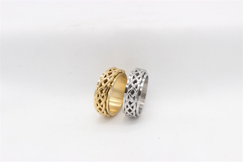 Titanium Steel Ring Rotatable Woven Design For Men And Unisex By Planderful Premium Durable