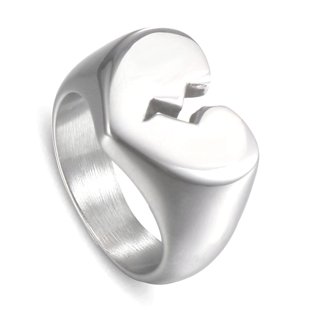 Chic Heart-Shaped Titanium Steel Ring for Modern Women - Unisex Stainless Steel Jewelry