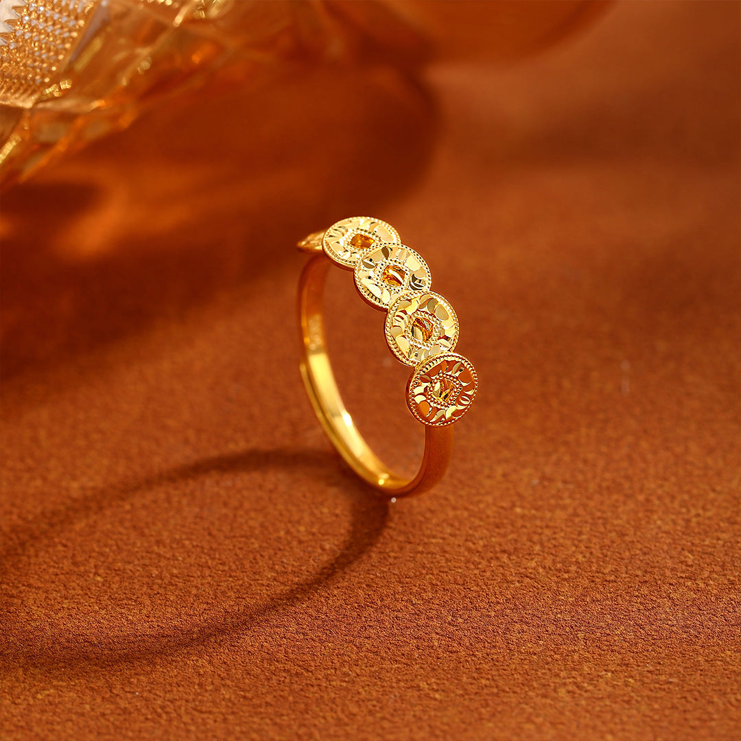 Planderful S925 Sterling Silver Broken Ice Coin Ring For Women Adjustable Light Luxury Index Finger Ring