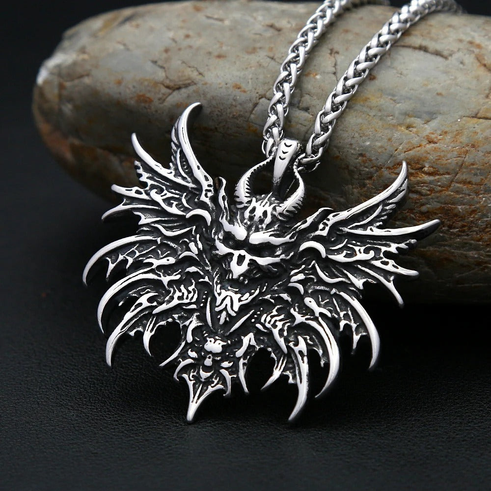 Skull Viking Stainless Steel Men's Pendant Necklace