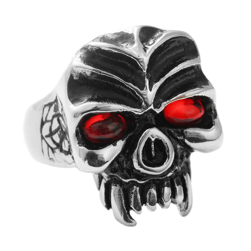 Titanium Steel Skull Ring for Men - Retro Punk Style with Fangs - European and American Jewelry