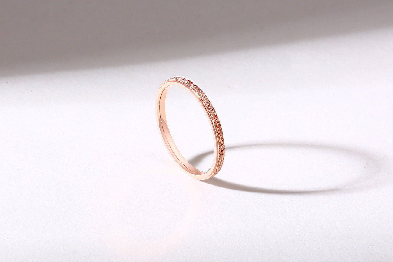 Ring Ins Titanium Steel Frosted Ring Rose Gold Ladies 2MM