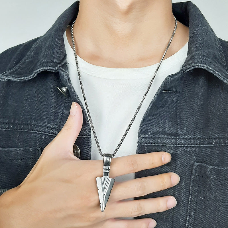 Spearhead Pendant Hip-Hop Wind Titanium Steel Necklace Men's Titanium Steel Pendant