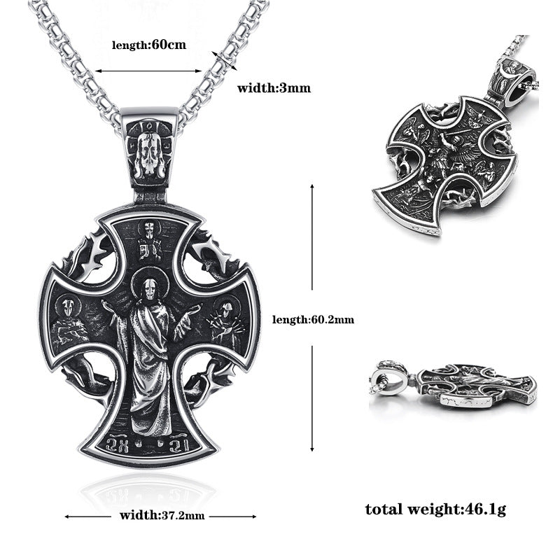 Steel Necklace – Vintage Viking Cross for Men