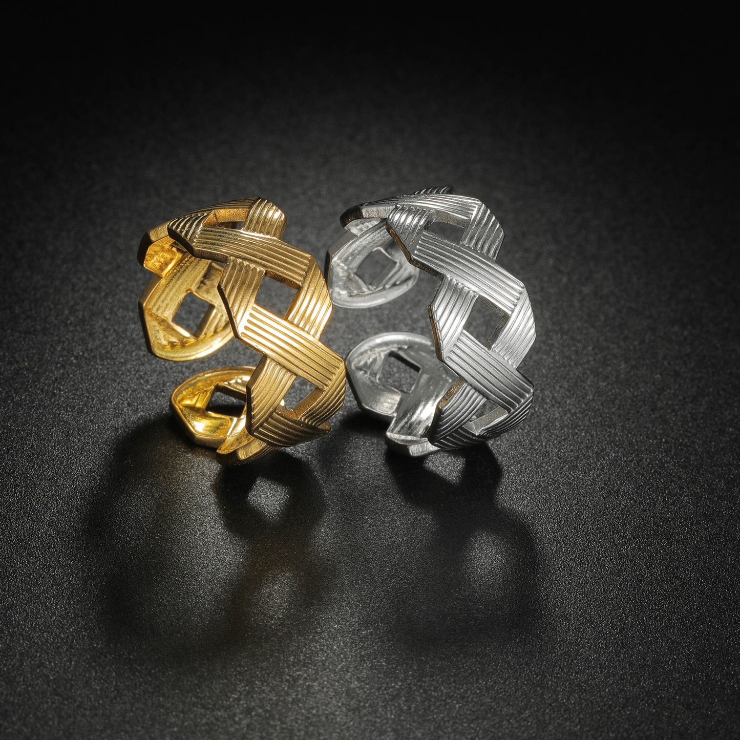 Planderful Stainless Steel Cross Ring With Adjustable Open Design Geometric Line For Women And Men Protection Statement