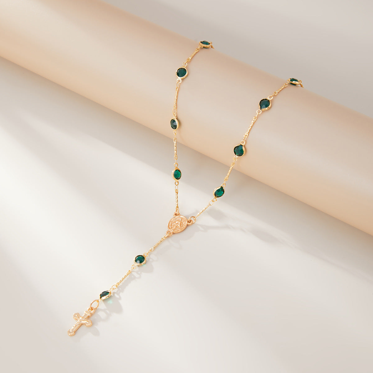 European and American cross-border personalized versatile zircon-encrusted cross pendant necklace, temperament stacked with cold ins long jewelry