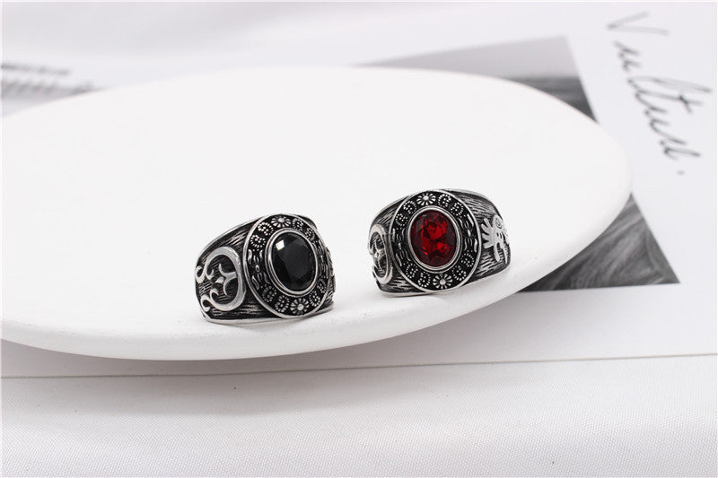 Planderful Gothic Totem Zircon Ring For Men Protection