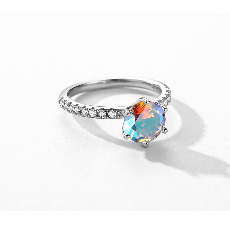 925 Sterling Silver Multicolor Zircon Ring