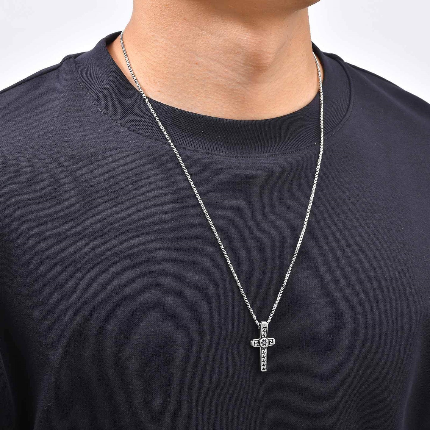 Stainless Steel Cross Pendant – Religious Style Daily Cool Hip Hop Necklace