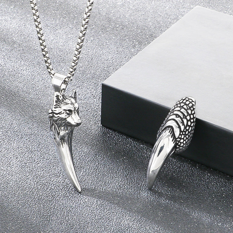 Direct Criticism Of Trendy Retro Wolf Tooth Pendant, Smear Eagle Claw Stainless Steel Necklace