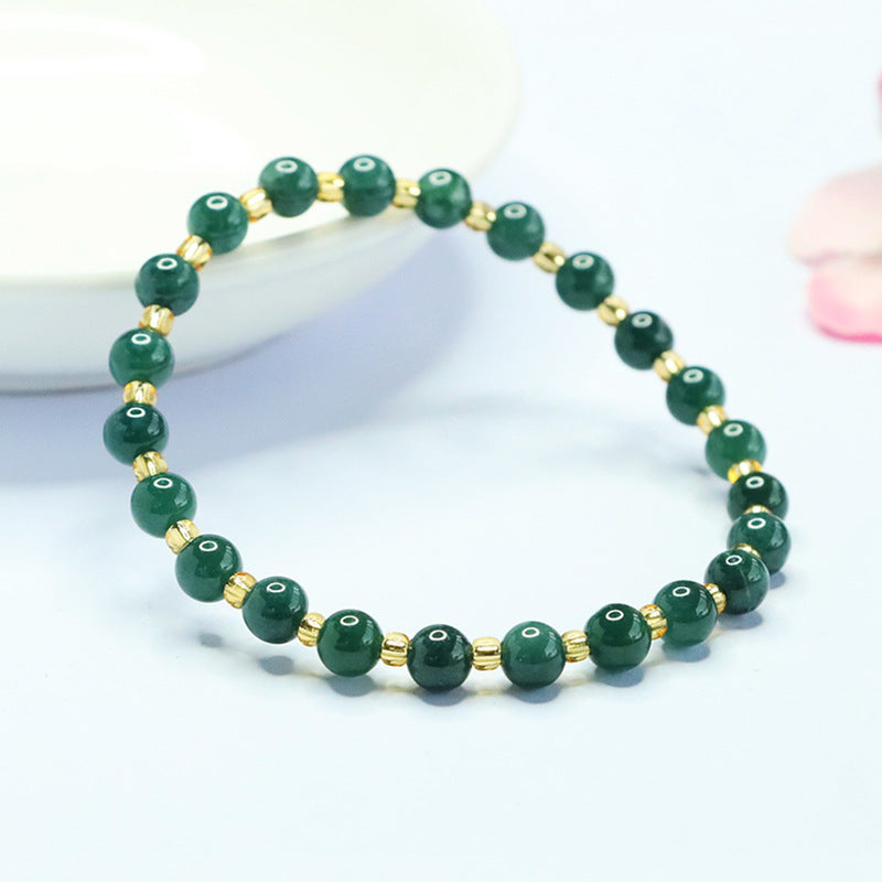 Blue Water Jadeite Starry Bead Beaded Bracelet