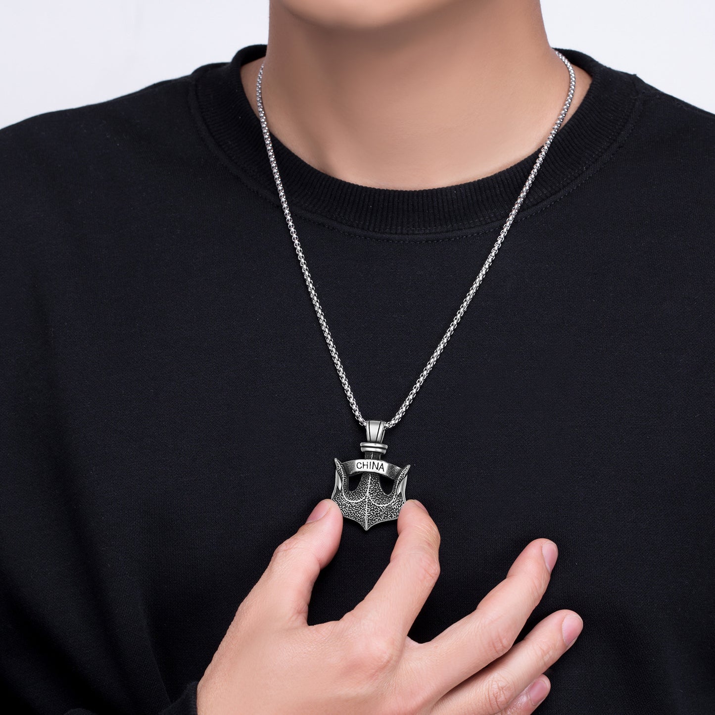 Titanium Steel Necklace – Vintage Men's Anchor Necklace