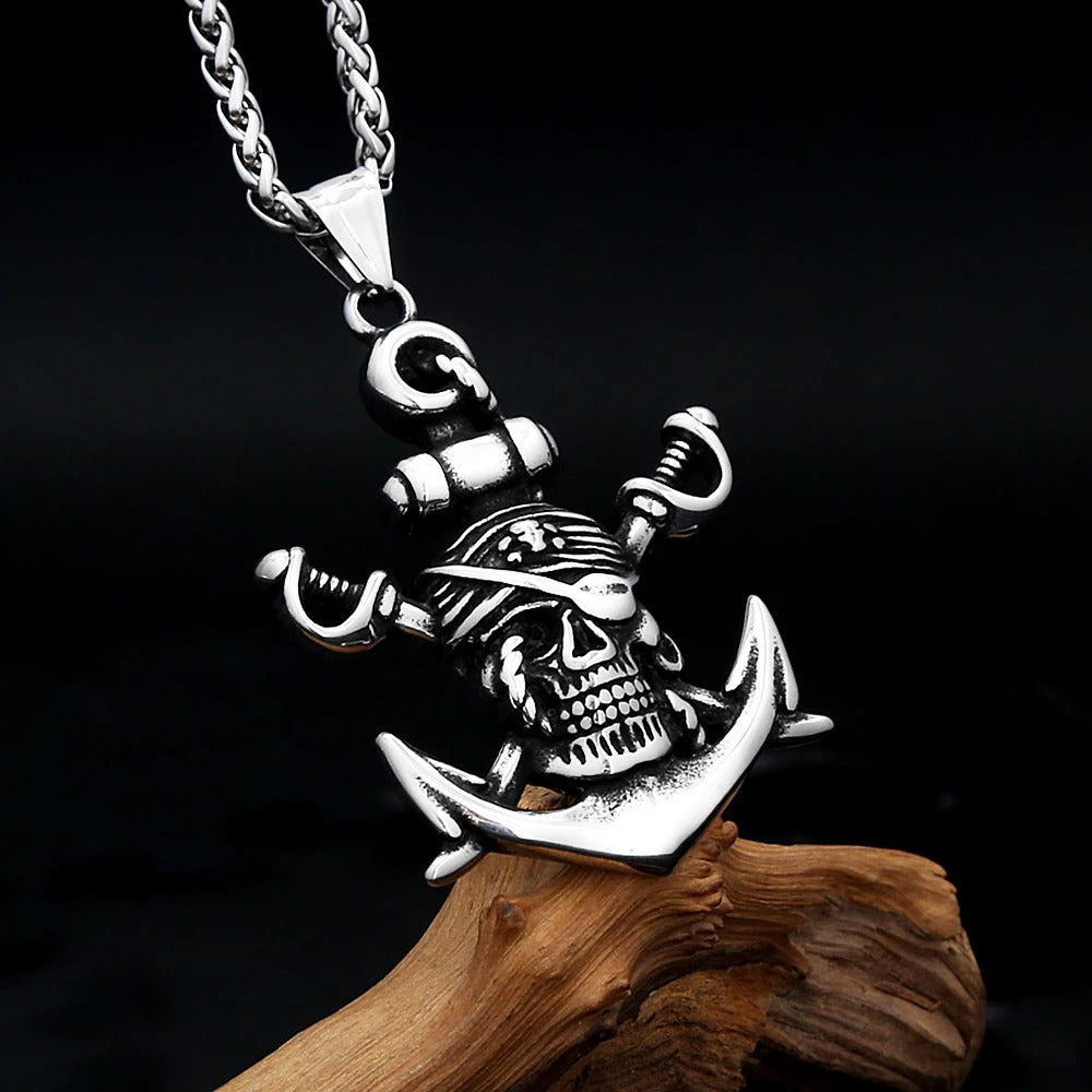 Vintage Skull Viking Stainless Steel Men's Pendant Necklace