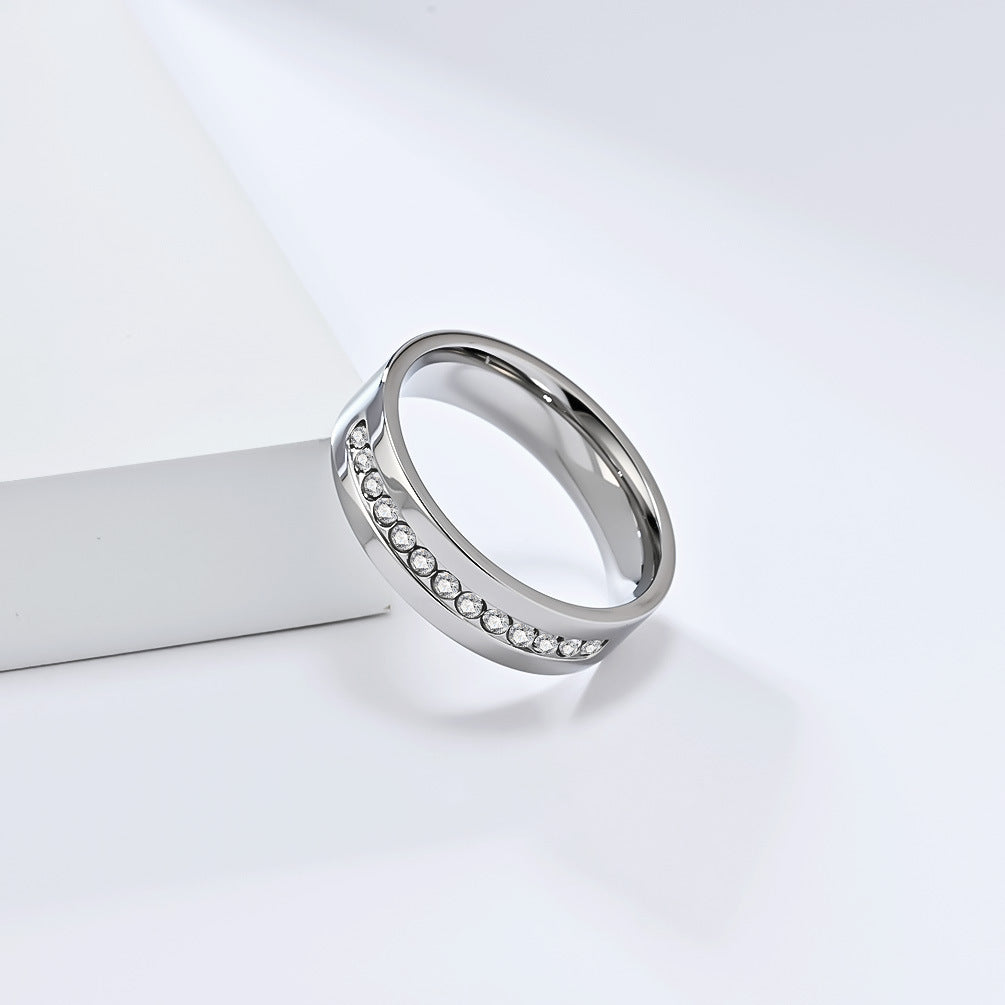 Planderful Durable Stainless Steel Zircon Ring For Men And Women Everyday Genie Couples Wedding Band
