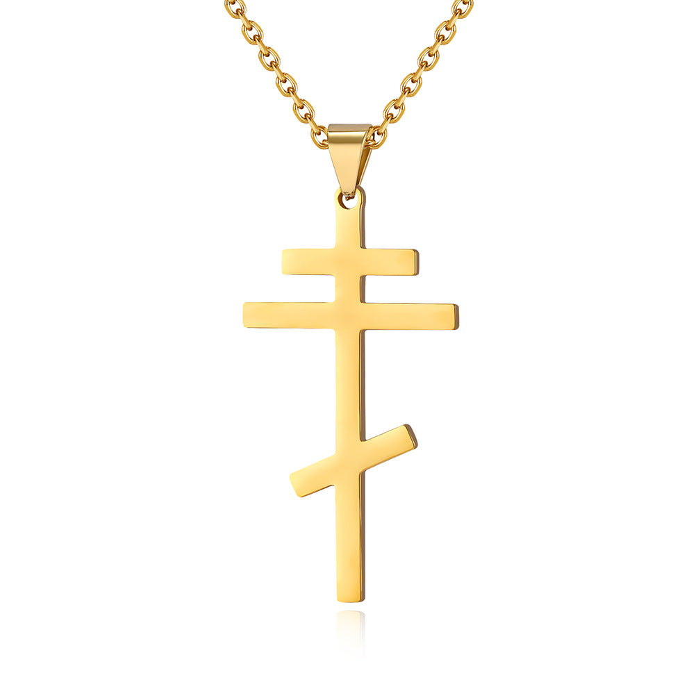 Steel Necklace - Vintage Orthodox Cross Pendant